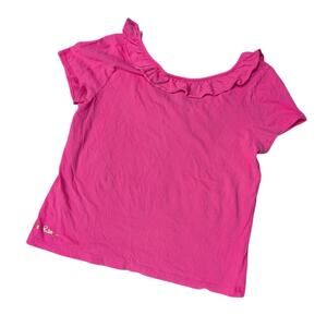 Lilly Pulitzer NWT Girls Brit Ruffle Top Tiki Pink Sizes XL